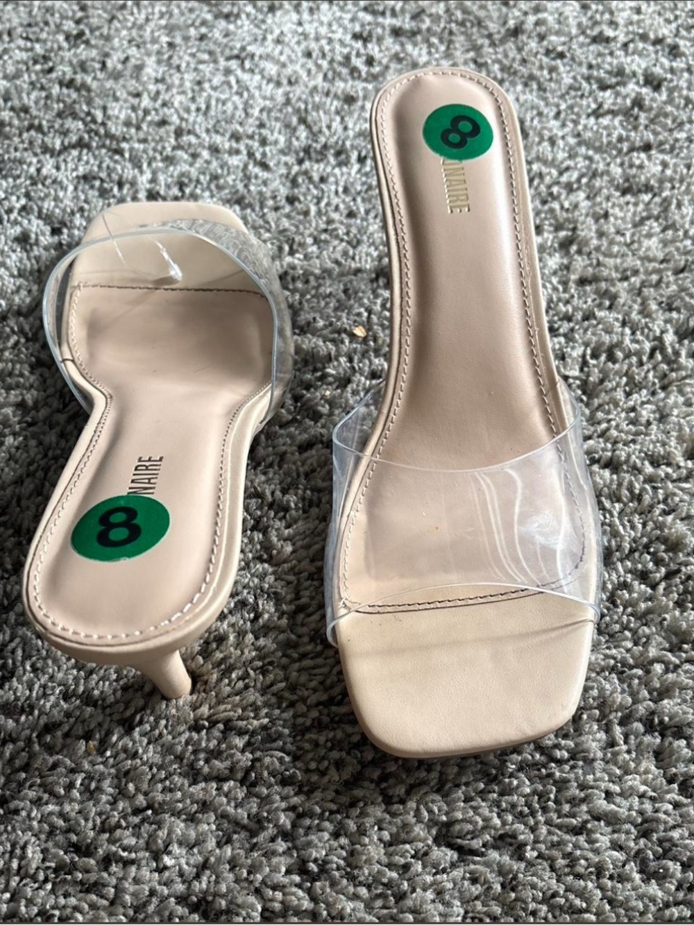 Clear Strap Nude Slide Heels - Women